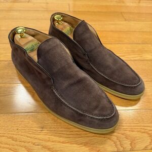 Loro Piana Open Walk Suede Ankle Boots Brown Mens Size 45 (12 US) Made in Italy